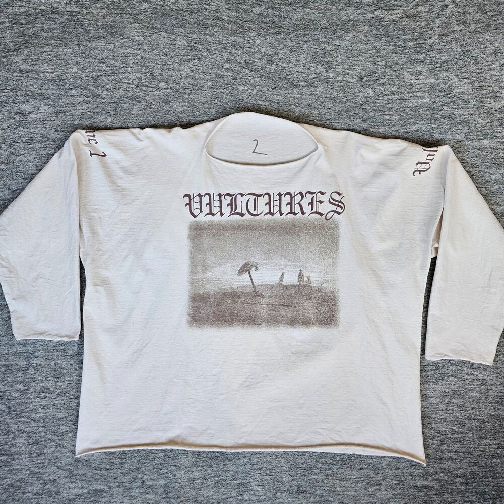 Kanye West Ye Y$ Vultures Tour Graphic Long Sleeve Size 2 White Hypebeast Baggy
